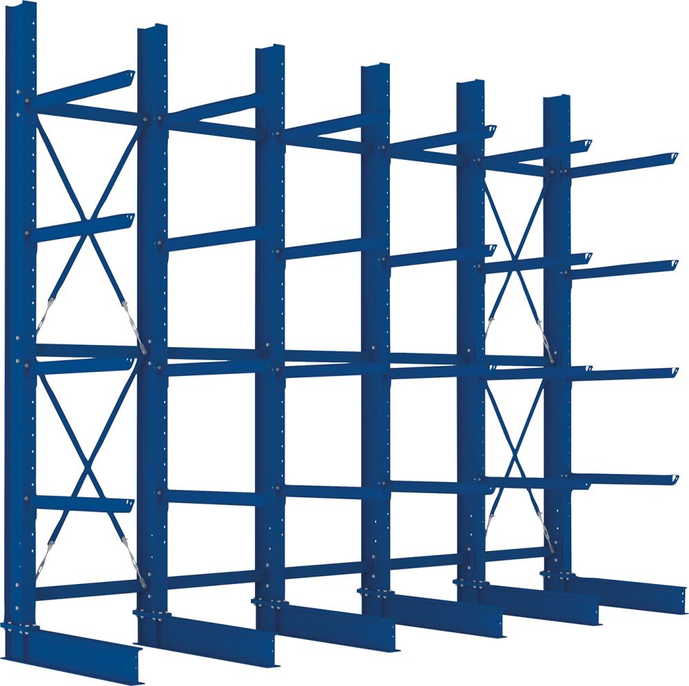 Kragarmregal Heavy B5100xT1000xH4000 mm einseitig RAL 5010 5 Ebenen Traglast 3030kg