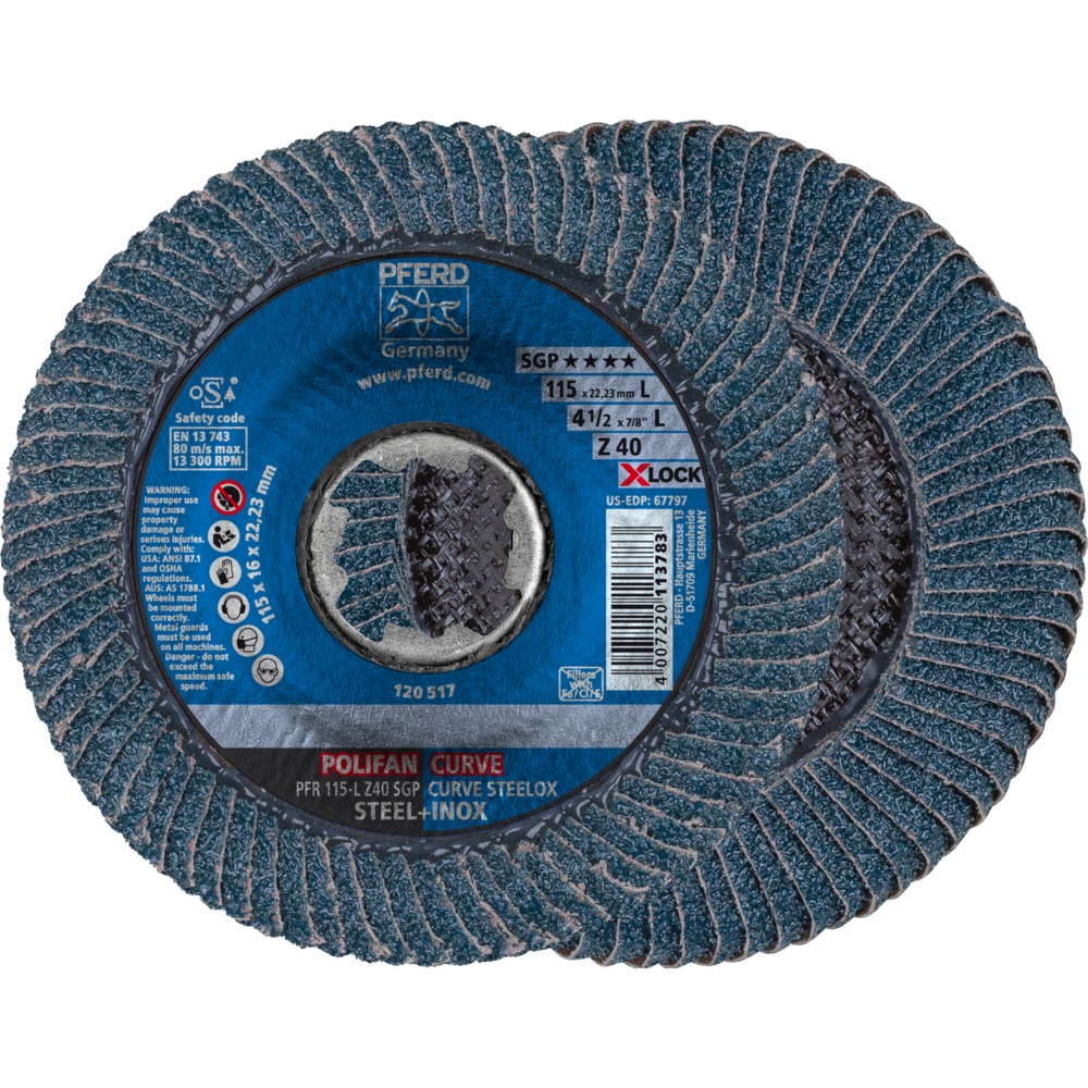 POLIFAN-Fächerscheiben PFR 115-L Z 40 SGP CURVE STEELOX/X-LOCK