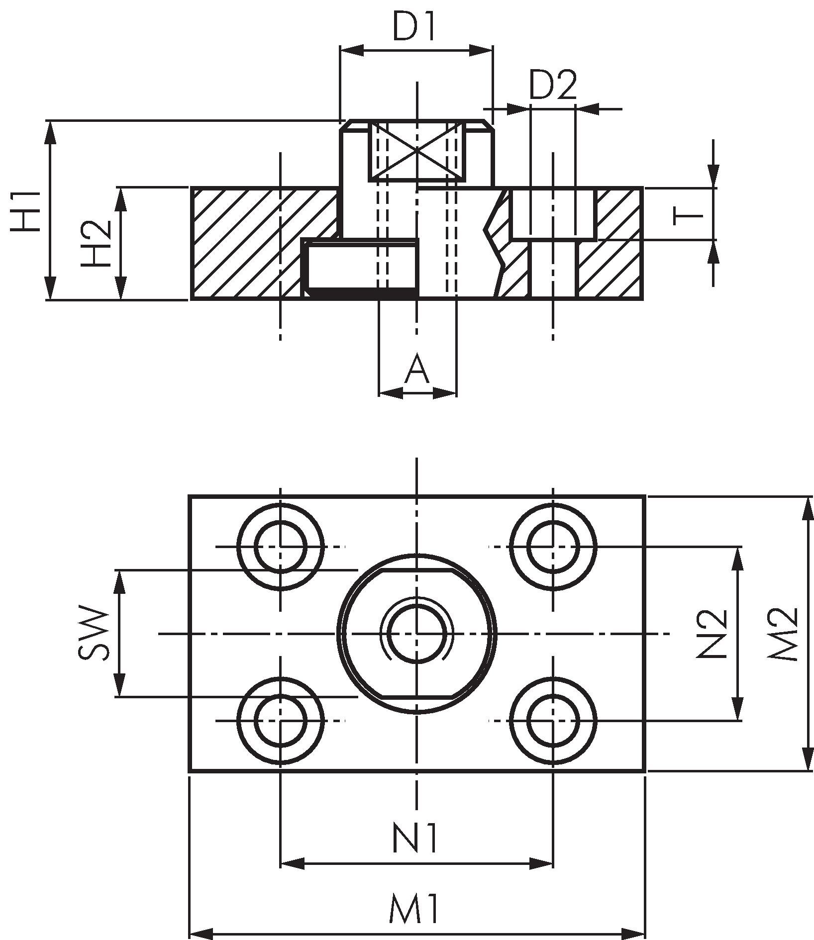 Zeichnung: Flexokupplung mit Befestigungsplatte