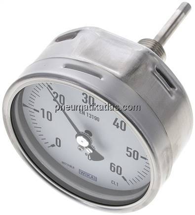 Bimetallthermometer, waagerecht D100/0 bis +60°C/63mm