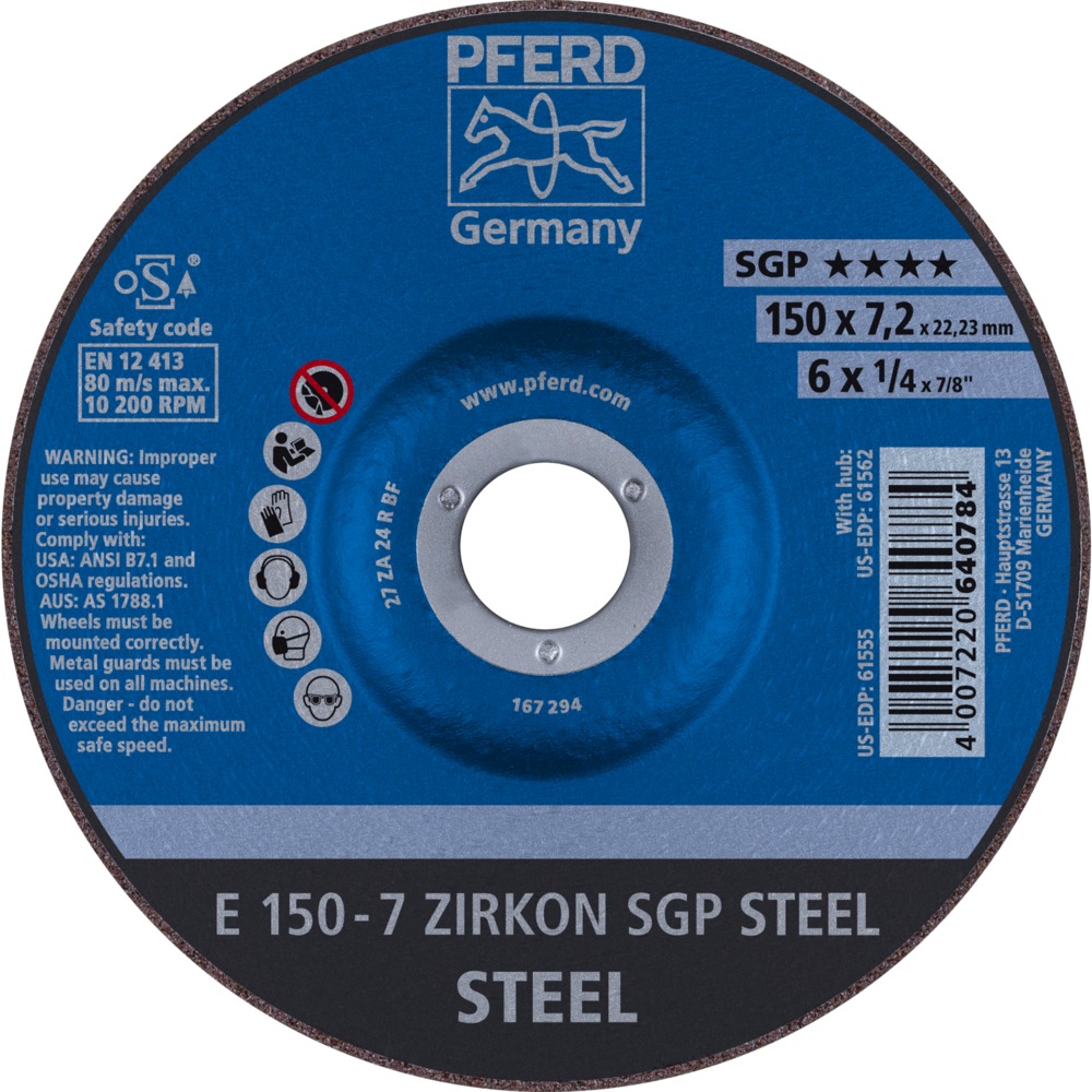Schruppscheiben E 150-7 ZIRKON SGP STEEL