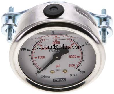 Glycerin-Einbaumanometer, 3kt-Frontring, 63mm, 0 - 400 bar