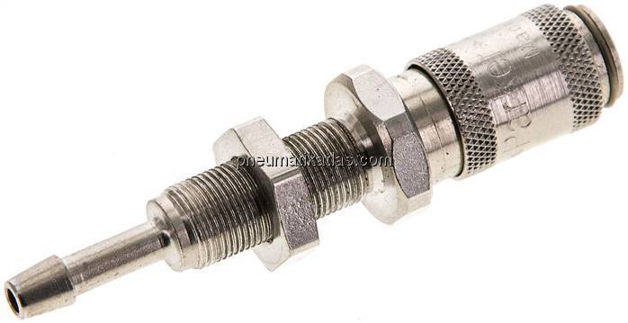 Schott-Kupplungsdose (NW2,7) 3mm Schlauch, Messing vernickelt