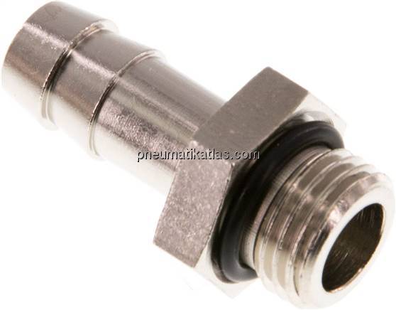 Gewindetülle mit O-Ring G 1/4"-9 (3/8")mm, Messing vernickelt