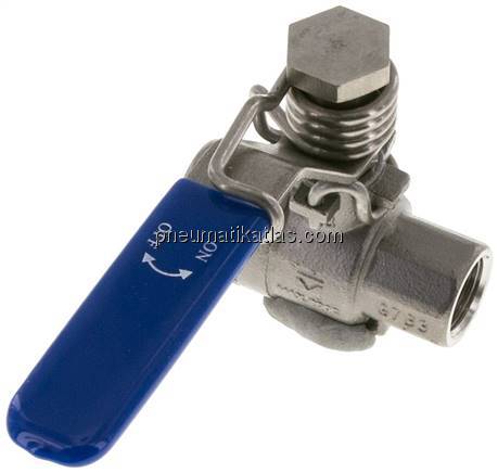 Edelstahl-Kugelhahn, Rp 3/8", -0,9 bis 63bar, federschließend
