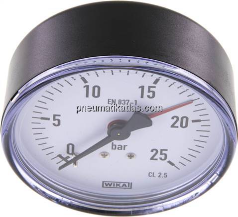 Manometer waagerecht, 80mm, 0 - 25 bar