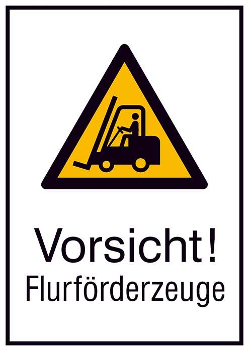 Warnschild Aluminium B520xH742 mm Vorsicht Flurförderzeuge