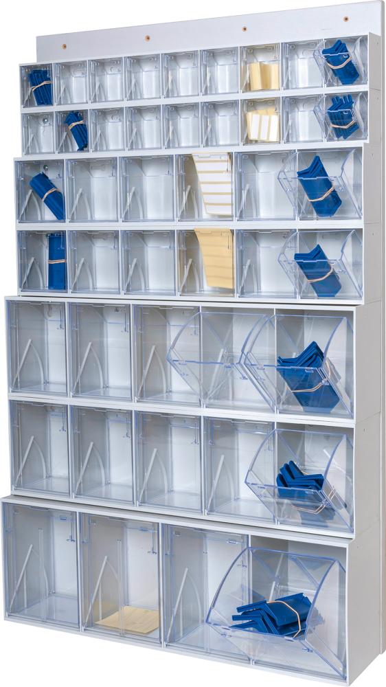 MultiStore Wand-Set 44 Klarsichtbehälter hochschlagfest Kunststofflichtgrau