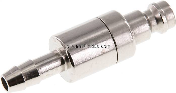 Kupplungsstecker (NW5) 6 (1/4")mm Schlauch, Messing vernickelt