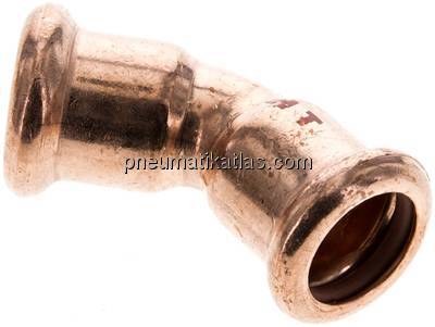 Pressfitting, 45° Bogen, 15mm innen, Kupfer / Kupferlegierung
