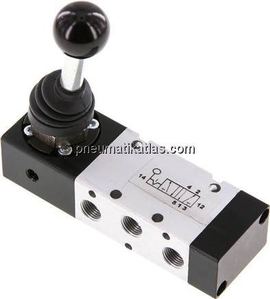 5/2-Wege Handhebelventil, Raste, G 1/8"