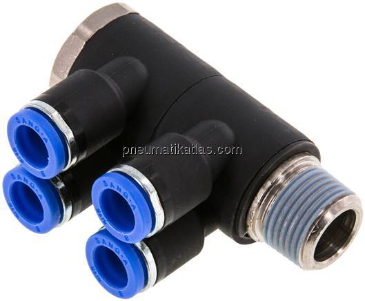 Steck-Mehrfachverteiler, 4-fach R 3/8"-8mm, IQS-Standard