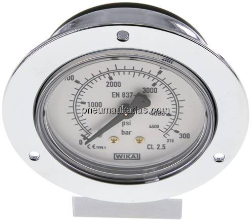 Einbaumanometer (CrNi/Ms), Frontring, 63mm, 0 - 315 bar