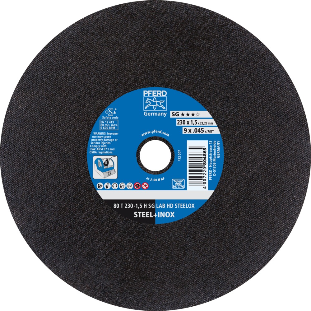 LABOR SG stat. Trennscheiben 80 T 230-1,5 H SG LAB HD STEELOX/22,23