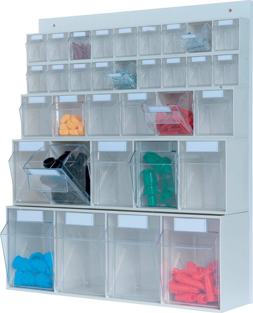 MultiStore Wand-Set 33 Klarsichtbehälter hochschlagfest Kunststofflichtgrau