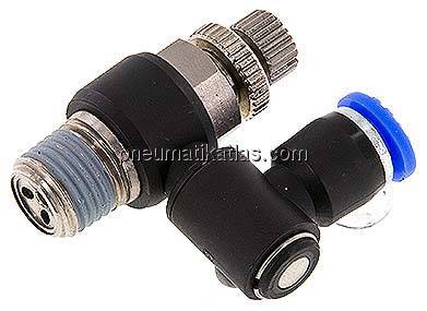 Drosselrückschlagventil R 1/4"-6mm, abluftregelnd