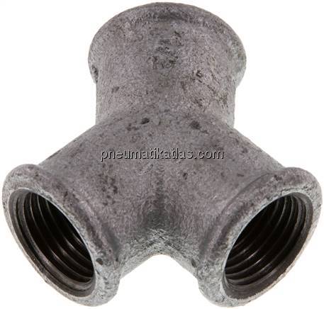 Y-Stück Rp 1/2" (IG), Temperguss verzinkt