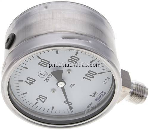 Sicherheits-Manometer senkrecht, 100mm, 0 - 100 bar
