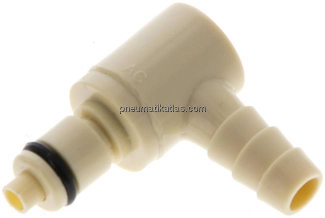 Winkel-Kupplungsstecker (MC) mit Schlauchtülle, Polypropylen (beige)