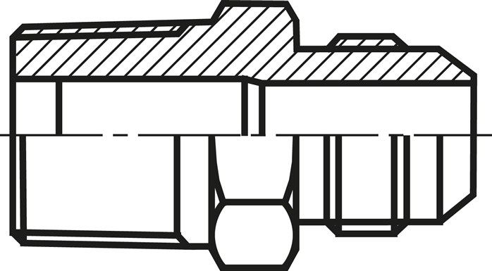 Zeichnung: Doppelnippel mit NPT-Gewinde / JIC-Gewi