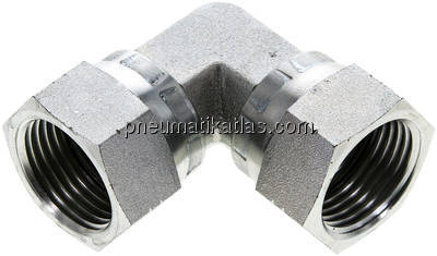 90°-Winkelverschraubung,UN 1-1/16"-12 (JIC),Stahl verzinkt