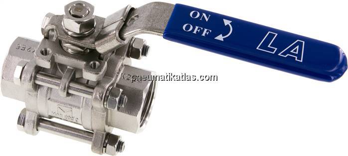 3-teiliger Edelstahl-Kugelhahn, G 1", 0 - 63bar