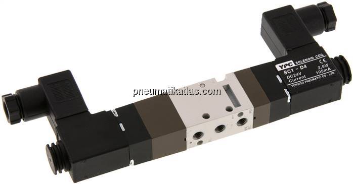 5/3-Wege Magnetventil, M 5, Mittelstellung belüftet, 24 V DC