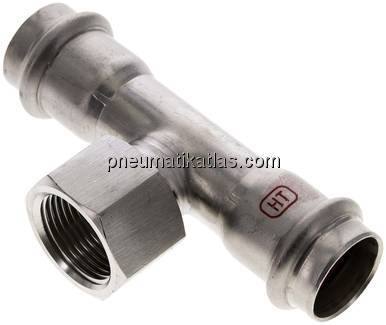 Pressfitting, T-Stück, 22mm, Rp 3/4" IG, 1.4404