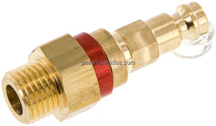 Kupplungsstecker (NW5) G 1/4"(AG), rot, Achteck SW10