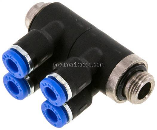 Steck-Mehrfachverteiler, 4-fach G 1/8"-4mm, IQS-Standard