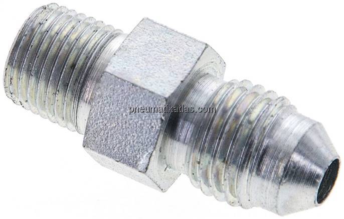 Doppelnippel NPT 1/8"-UNF 7/16"-20(JIC), Stahl verzinkt