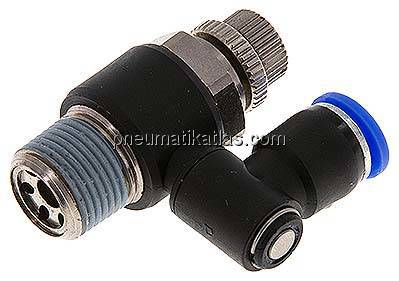 Drosselrückschlagventil R 3/8"-8mm, abluftregelnd