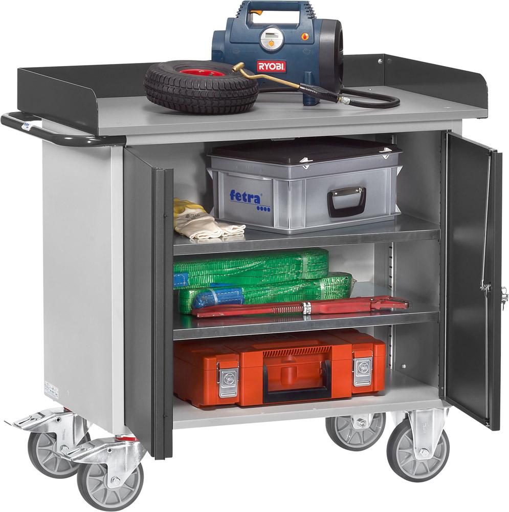 Werkstattwagen B1080xT590xH915mm RAL 7035/7016 1 Schrank