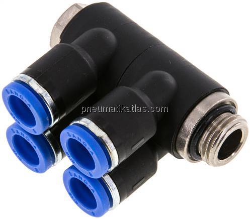 Steck-Mehrfachverteiler, 4-fach G 1/4"-8mm, IQS-Standard