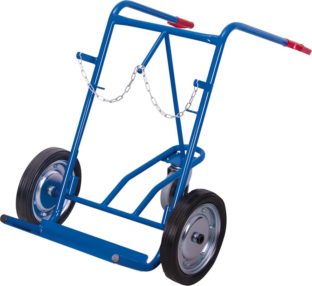 Stahlflaschenkarre 150 kg2x40-50 l Gummi, Stützr. VarioFit