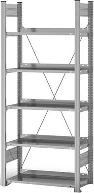 Grundregal zerlegt HZG 17307 EX, 5 Böden 1750x300x750mm verzinkt