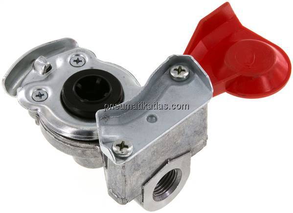 Fahrzeugkupplung M 16x1,5(IG), Vorrat (rot) für Zugmaschinen, DIN 74254 (mit Ven