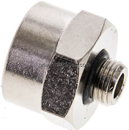 Reduziernippel G 1/8"(AG)-G 3/8"(IG), Messing vernickelt (Elastomerabdichtung)
