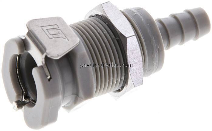 Schott-Kupplungsdose (LC) mit Schlauchtülle, Polypropylen (grau)