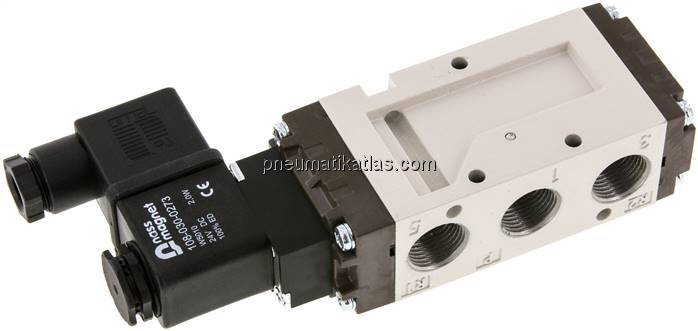 5/2-Wege Magnetventil, G 3/8", Federrückstellung, 12 V DC