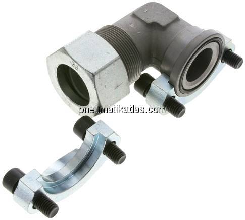 Winkel-Flanschverschraubung 1-1/2"-SAE (3000 PSI), 38 S (M52x2)