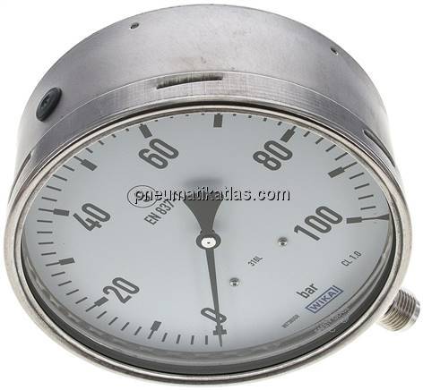 Sicherheits-Manometer senkrecht, 160mm, 0 - 100 bar