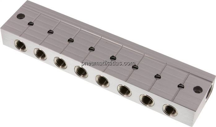 Verteilerleiste m. Kugelhähnen 2x G 3/8"-8x G 1/4"