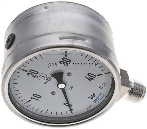 Gly.-Sicherheits-Manometer senkrecht,100mm, 0 - 40 bar