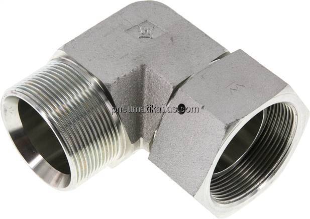 90°-Einschraubwinkel, 60°-Kegel, G 2", Stahl verzinkt