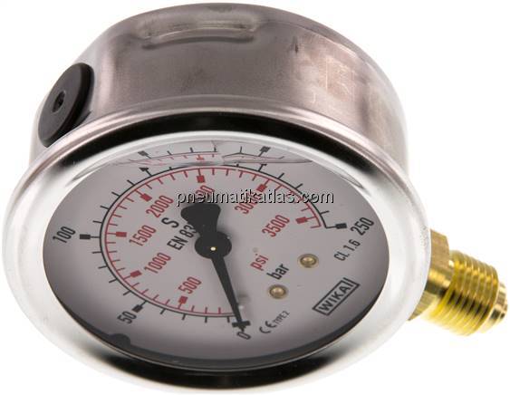 Glycerin-Manometer senkrecht (CrNi/Ms), 63mm, 0 - 250 bar