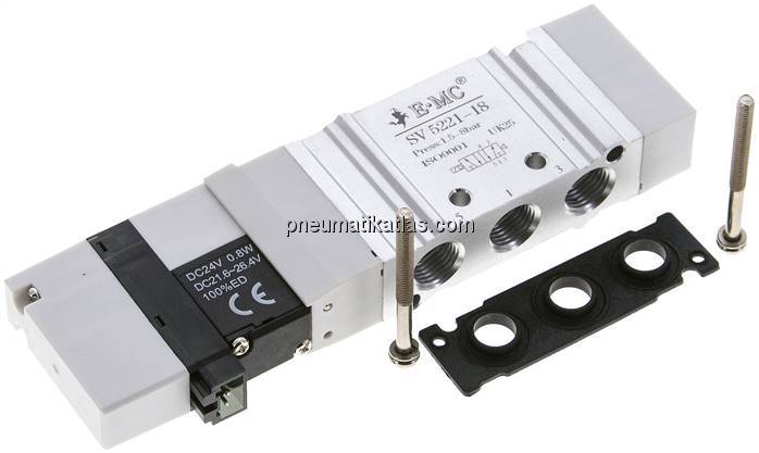 Magnetventil für S2V, 5/2-Wege mit Luftfederrückstellung (monostabil)