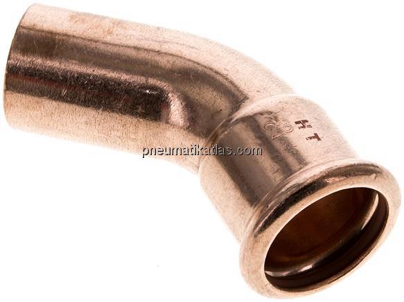 Pressfitting, 45° Bogen, 28mm i/a, Kupfer / Kupferlegierung