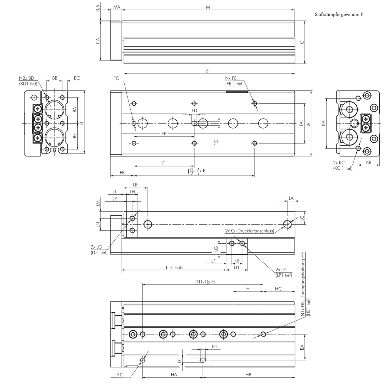 Zeichnung: Kompaktschlitten Standard
