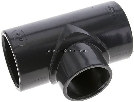 Klebemuffen-T-Stück, reduziert, PVC-U, 63x50x63mm